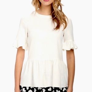 Kate Spade Linda Cream Ruffle Peplum Top
